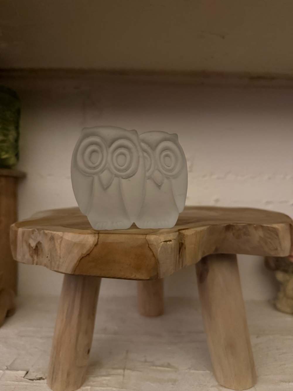 Viking Art Glass Owls | Clear Frosted Glass | Sculpture Figurine Paperweight MCM